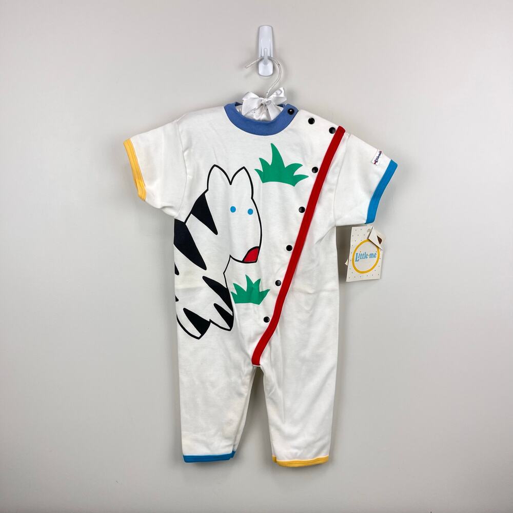 Vintage Little Me by Schwab Zebra Coverall Romper 12 Months USA NWT